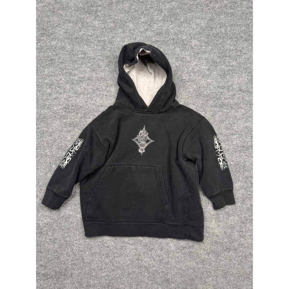 Phys.Sci. Kids Black Dragon‎ Tribal Graphic Pullover Hoodie Sweatshirt XS 4/5